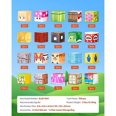 Magnetic Building Blocks 100pc STEM Building Cube Set for Kids