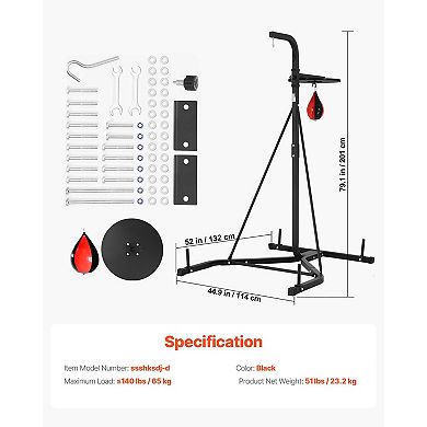 Punching Bag Stand 2-in-1 Heavy Duty Boxing and Speed Bag Stand Holds 140 LB