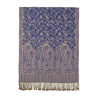 Women's Jacquard Paisley Shawl Scarf with Elegant Fringe Hem