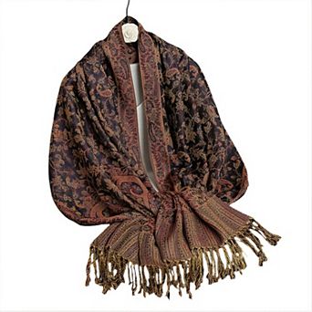 Women's Jacquard Paisley Shawl Scarf with Elegant Fringe Hem