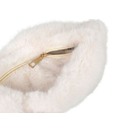 Women's Cute Soft Plush Bow Faux Fur Handbag Stylish Daily Shoulder Bag
