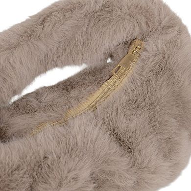 Women's Cute Soft Plush Bow Faux Fur Handbag Stylish Daily Shoulder Bag