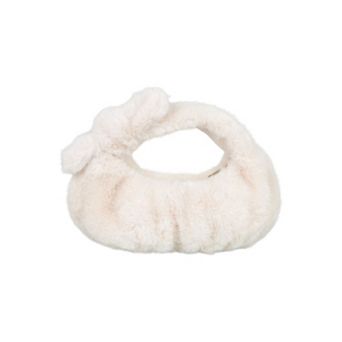Women's Cute Soft Plush Bow Faux Fur Handbag Stylish Daily Shoulder Bag