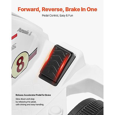 Kids Electric Go Kart 6V Pedal Racer with LED Light and Horn White