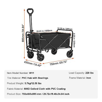 Compact Folding Wagon with All-Terrain Wheels & 220 lbs Capacity