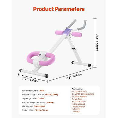 AB Workout Machine 330 LB Capacity Core Trainer Foldable Home Gym Equipment