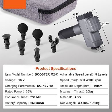 Professional Massage Gun with 8 Speed Settings & Multiple Attachments