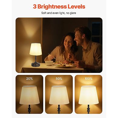 Compact Black Cordless Desk Lamp with Portable Design & Fabric Shade