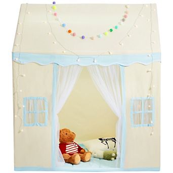 Kids Play Tent with Mat and Light Indoor Outdoor Playhouse Beige