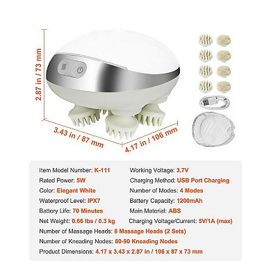 Heated Scalp Massager with 8 Interchangeable Massage Heads