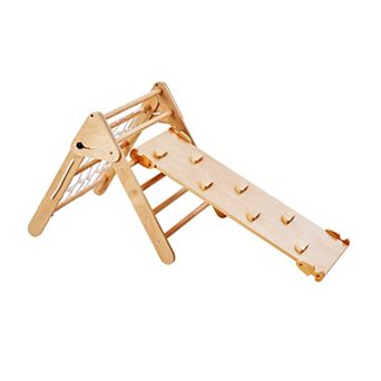Toddler Pikler Triangle Set 4-in-1 Wooden Indoor Climbing Gym with Ramp