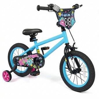 Kids Bike with Monster Graphics Number Plate Training Wheels and 110 Pound Seat Limit