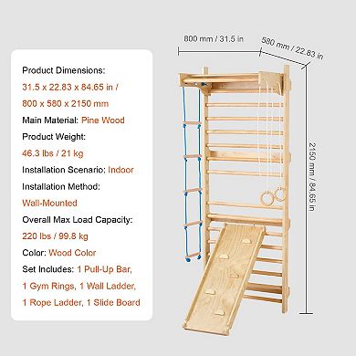 5-in-1 Wooden Swedish Ladder Indoor Gym
