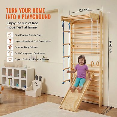 5-in-1 Wooden Swedish Ladder Indoor Gym