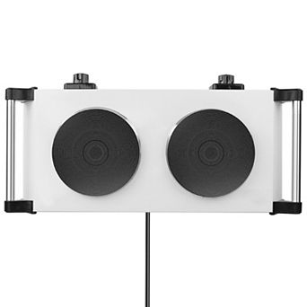 2000W Electric Dual Burner Hot Plate, Portable Coil Stove with 5 Temp Settings & Handles