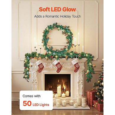 9ft Pre-Lit Artificial Christmas Garland with Pine Cones