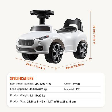 Toddler Ride-On Push Car Ages 13 Sit-to-Stand Racer with Music White