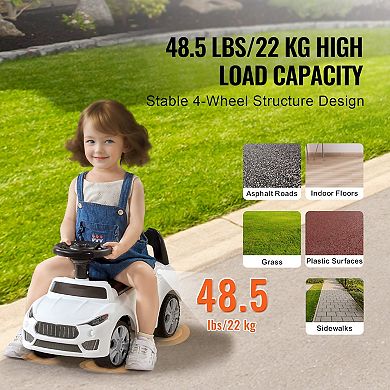 Toddler Ride-On Push Car Ages 13 Sit-to-Stand Racer with Music White