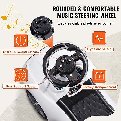 Toddler Ride-On Push Car Ages 13 Sit-to-Stand Racer with Music White