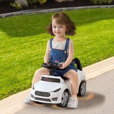 Toddler Ride-On Push Car Ages 13 Sit-to-Stand Racer with Music White