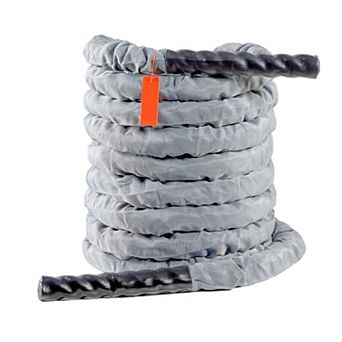 Battle Rope 30Ft 1.5" Heavy Exercise Rope with Protective Sleeve Gray