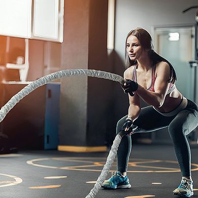 Battle Rope 30Ft 1.5" Heavy Exercise Rope with Protective Sleeve Gray