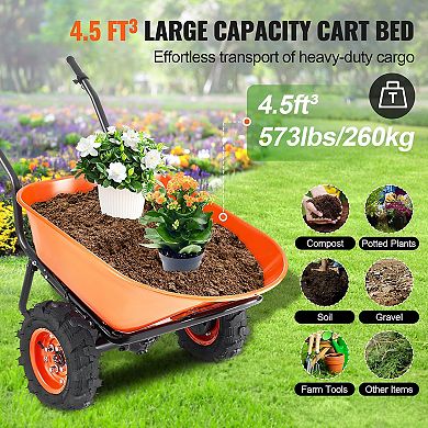Heavy-Duty Electric Wheelbarrow with 7 Cu.Ft Capacity & Dual Wheels