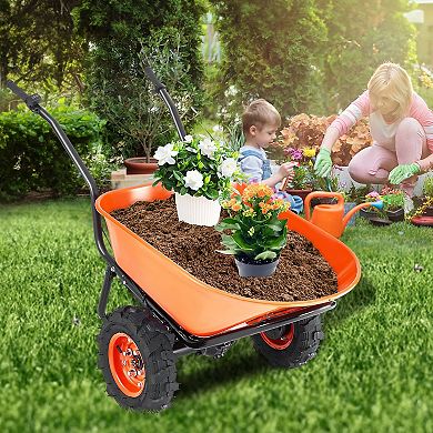 Heavy-Duty Electric Wheelbarrow with 7 Cu.Ft Capacity & Dual Wheels