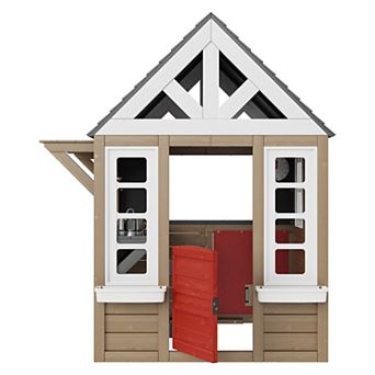 Outdoor Wooden Playhouse Garden Cottage with Door Window and Sink