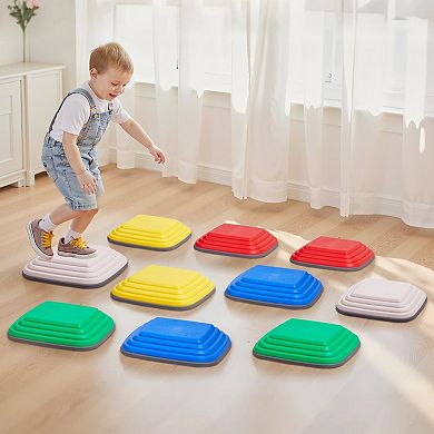 Balance Stepping Stones 10pc Non-Slip Toddler Sensory Coordination Set