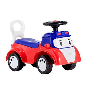 Toddler Push Ride-On Car Foot-to-Floor Walker with Music and Storage Red