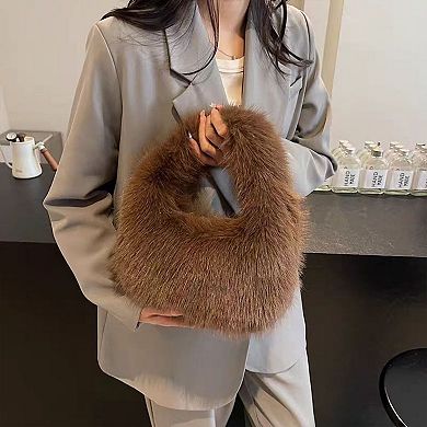 Women's Cute Plush Fur Handbag with Soft Textured Design