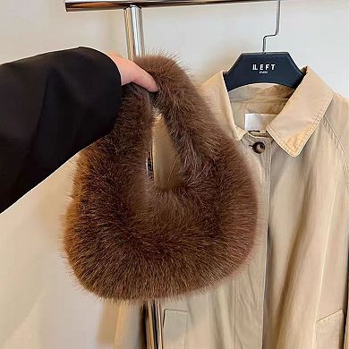 Women's Cute Plush Fur Handbag with Soft Textured Design