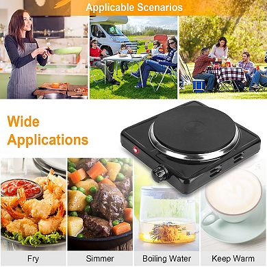 1500W Electric Single Burner Hot Plate Portable Stove with 5 Temp Settings