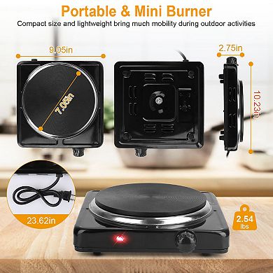 1500W Electric Single Burner Hot Plate Portable Stove with 5 Temp Settings