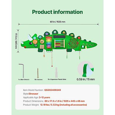 Dinosaur Activity Wall Panel Montessori Sensory Busy Board 11-Activity Set