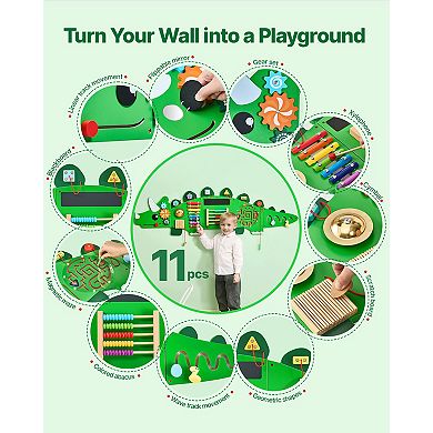 Dinosaur Activity Wall Panel Montessori Sensory Busy Board 11-Activity Set