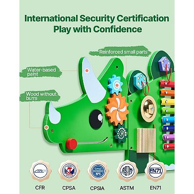 Dinosaur Activity Wall Panel Montessori Sensory Busy Board 11-Activity Set