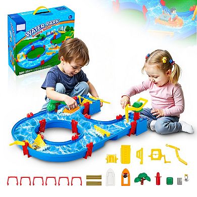 Kids Water Table Outdoor Activity Waterway Playset 39pc Summer Sensory Table