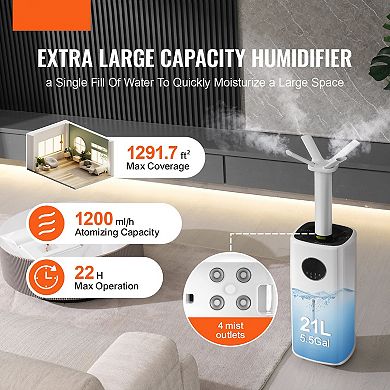 Commercial Humidifier 5.5 Gal Cool Mist for Large Rooms with Timer