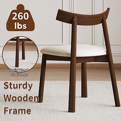 Set of 2 Dining Chair with Thick Cushions and Wooden Legs