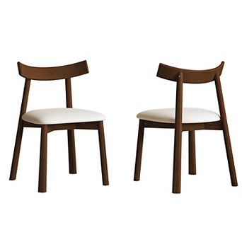 Set of 2 Dining Chair with Thick Cushions and Wooden Legs