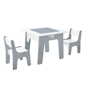 Kids Activity Table and Chairs Set 4-in-1 Double-Sided Top with Storage White