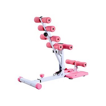 Deep Squat Machine Adjustable Glute Trainer with Resistance Bands Pink White
