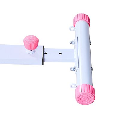 Deep Squat Machine Adjustable Glute Trainer with Resistance Bands Pink White