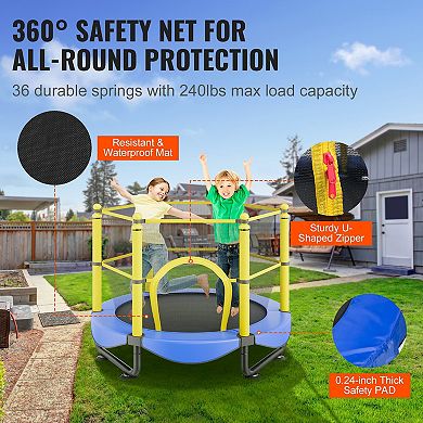 5FT Kids Trampoline with Safety Net and Basketball Hoop