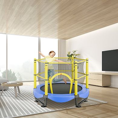 5FT Kids Trampoline with Safety Net and Basketball Hoop