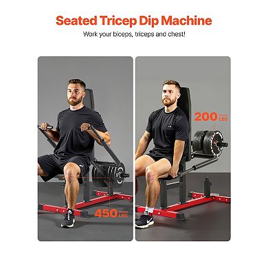 Seated Dip Machine Tricep Bicep Press Down Trainer with Adjustable Seat 450 LB