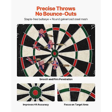 Dartboard Set with 6 Darts and Score Kit 17.7" Self-Healing Sisal Board