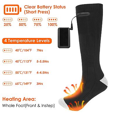Electric Heated Socks Rechargeable with 4 Heat Levels